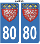 Autocollant Stickers plaque d'immatriculation voiture 80 blason Amiens