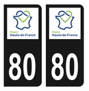 Autocollant Plaque d'immatriculation Voiture Département 80 Noir