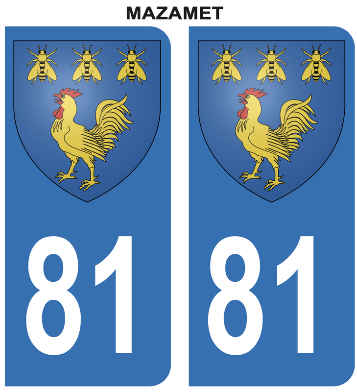 Autocollant Stickers plaque d'immatriculation voiture 81 blason Mazamet