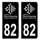 Autocollant Plaque d'immatriculation Voiture Département 82 Noir
