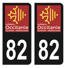 Autocollant Plaque d'immatriculation Voiture Département 82 Noir