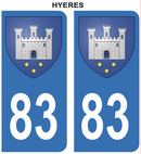 Autocollant Stickers plaque d'immatriculation voiture 83 blason Hyeres