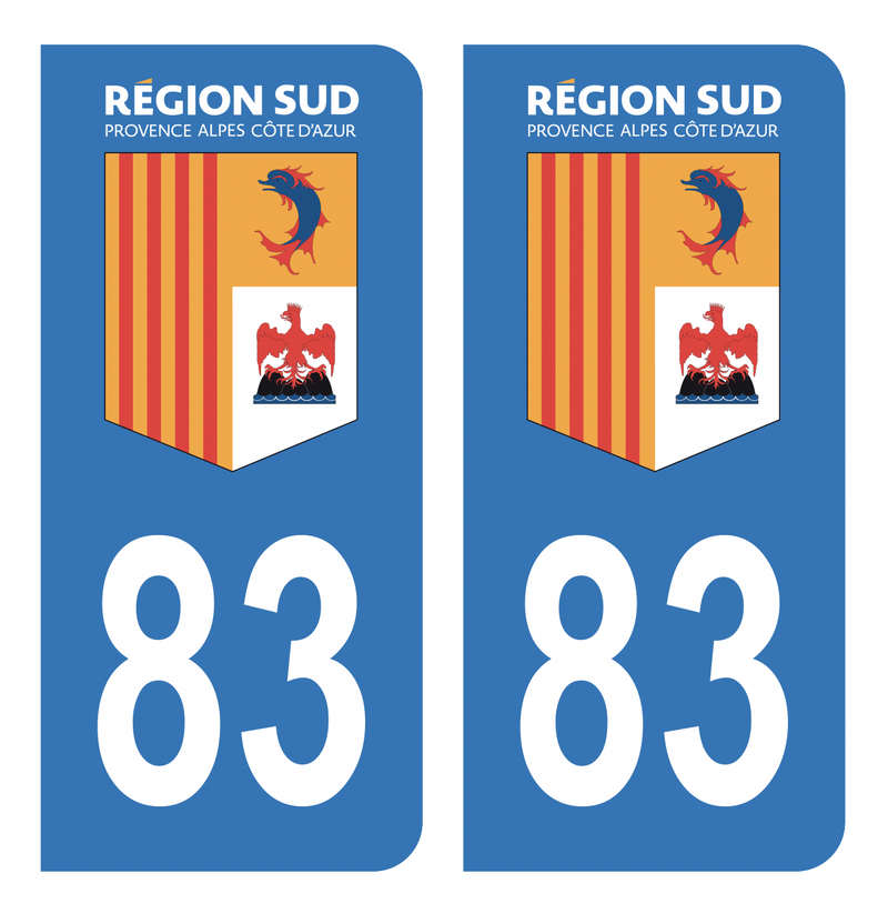 2 Adesivi Per Targa Auto Dipartimento 83 - Provenza-Alpi-Costa Azzurra - Vinile Ufficiale 9,7x4,6cm - Foto 9