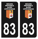 Autocollant Plaque d'immatriculation Voiture Département 83 Noir