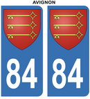 Autocollant Stickers plaque d'immatriculation voiture 84 blason Avignon