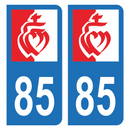 Autocollant Plaque d'immatriculation Voiture 85 Drapeau Vendéen