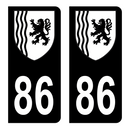 Autocollant Plaque d'immatriculation Voiture Département 86 Noir