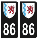 Autocollant Plaque d'immatriculation Voiture Département 86 Noir