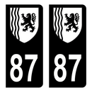 Autocollant Plaque d'immatriculation Voiture Département 87