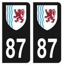 Autocollant Plaque d'immatriculation Voiture Département 87