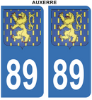 Autocollant Stickers plaque d'immatriculation voiture 89 blason Auxerre