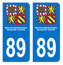 Autocollant Plaque d'immatriculation Voiture Département 89 Nouveau Modèle