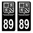 Autocollant Plaque d'immatriculation Voiture Département 89 Noir