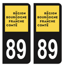 Autocollant Plaque d'immatriculation Voiture Département 89 Noir