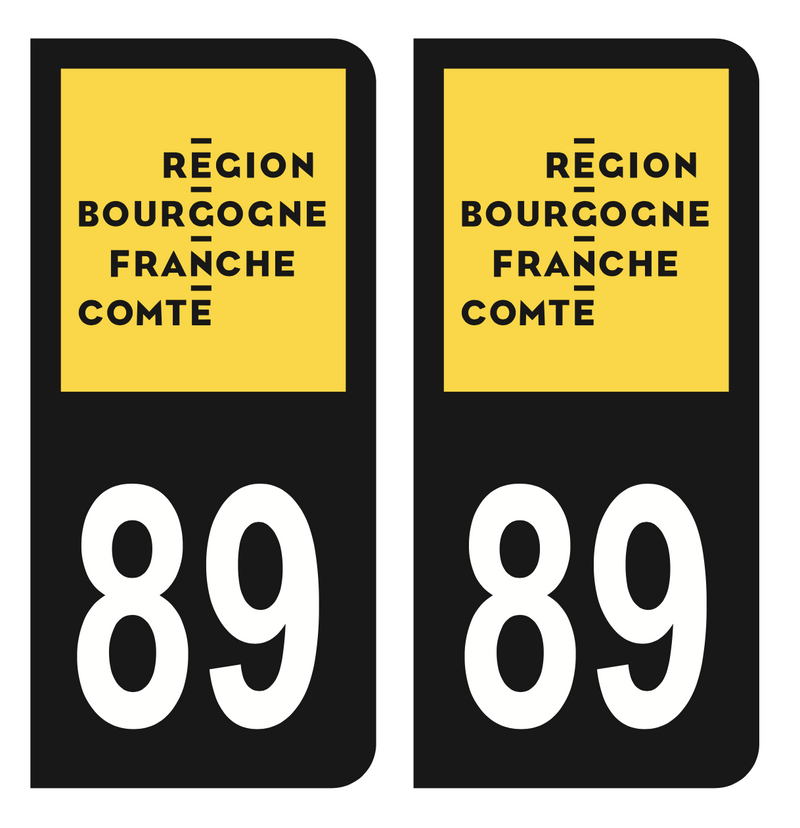 Lot De 4 Autocollants Département 89 Yonne Pour Plaques Immatriculation - Fabriqué En France - 8