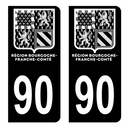Autocollant Plaque d'immatriculation Voiture Département 90 Nouveau Modèle