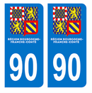 Autocollant Plaque d'immatriculation Voiture Département 90 Nouveau Modèle