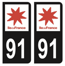 Autocollant Plaque d'immatriculation Voiture Département 91