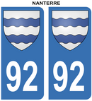 Autocollant Stickers plaque d'immatriculation voiture 92 blason Nanterre