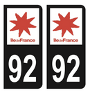Autocollant Plaque d'immatriculation Voiture Département 92 Noir