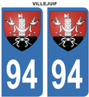 Autocollant Stickers plaque d'immatriculation voiture 94 blason Villejuif