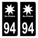 Autocollant Plaque d'immatriculation Voiture Département 94 Noir