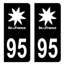 Autocollant Plaque d'immatriculation Voiture Département 95 Noir