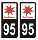 Autocollant Plaque d'immatriculation Voiture Département 95 Noir