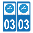 Autocollant Plaque d'immatriculation Voiture 03 Auvergne Rhône Alpes Version Bis