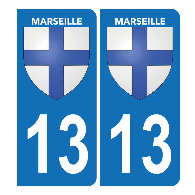 Autocollant Plaque d'immatriculation Voiture 13 Blason Marseille Bis