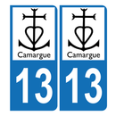 Autocollant Plaque d'immatriculation Voiture 13 Logo Camargue
