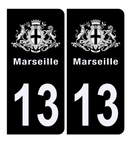 Autocollant Stickers plaque d'immatriculation voiture 13 blason Marseille
