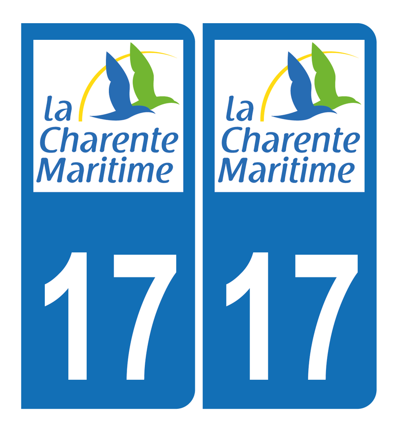 Autocollant Plaque d’immatriculation Voiture 17 Charente Maritime