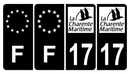 Lot de 4 Autocollants Plaque d’immatriculation Voiture 17 Charente Maritime