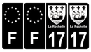 Lot de 4 Autocollants Plaque d’immatriculation Voiture 17 Blason La Rochelle