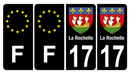 Lot de 4 Autocollants Plaque d’immatriculation Voiture 17 Blason La Rochelle