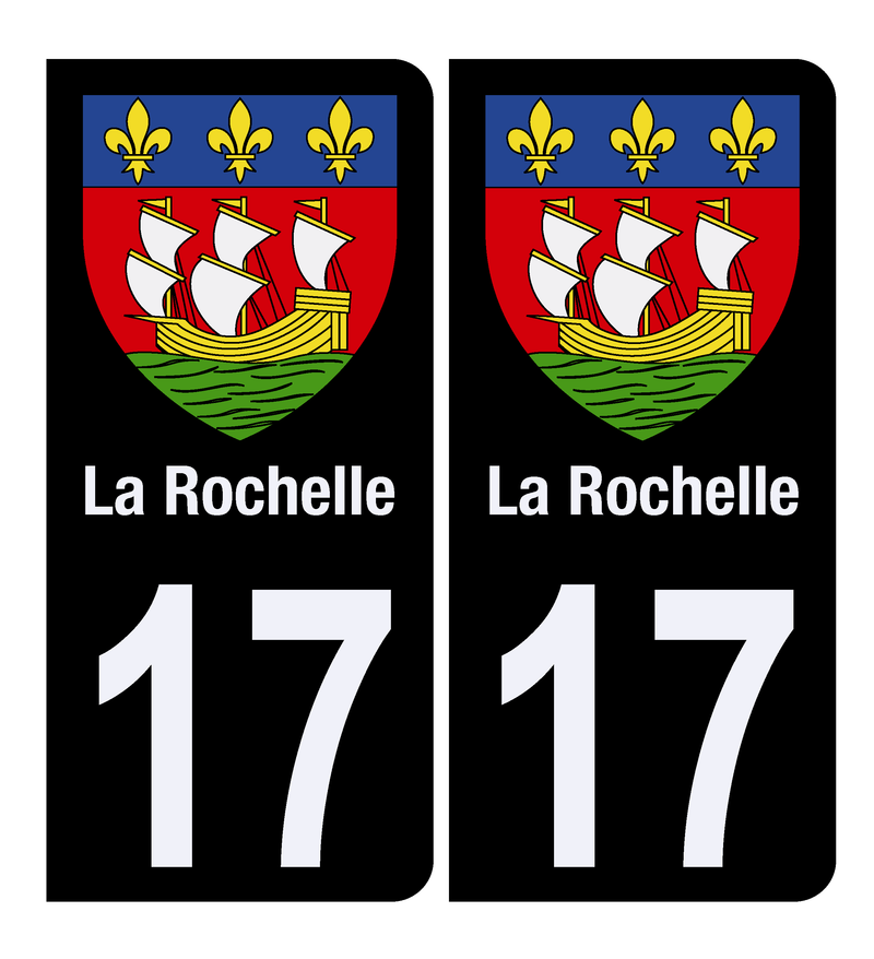 Autocollant Plaque d’immatriculation Voiture 17 Blason La Rochelle