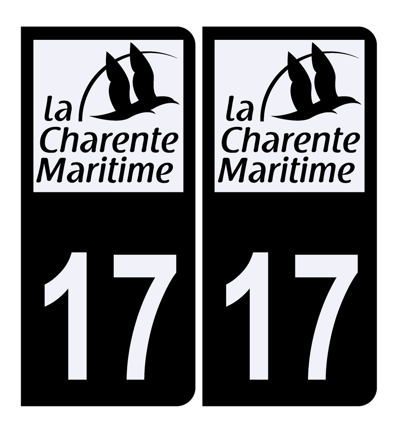 Autocollant Plaque d’immatriculation Voiture 17 Charente Maritime