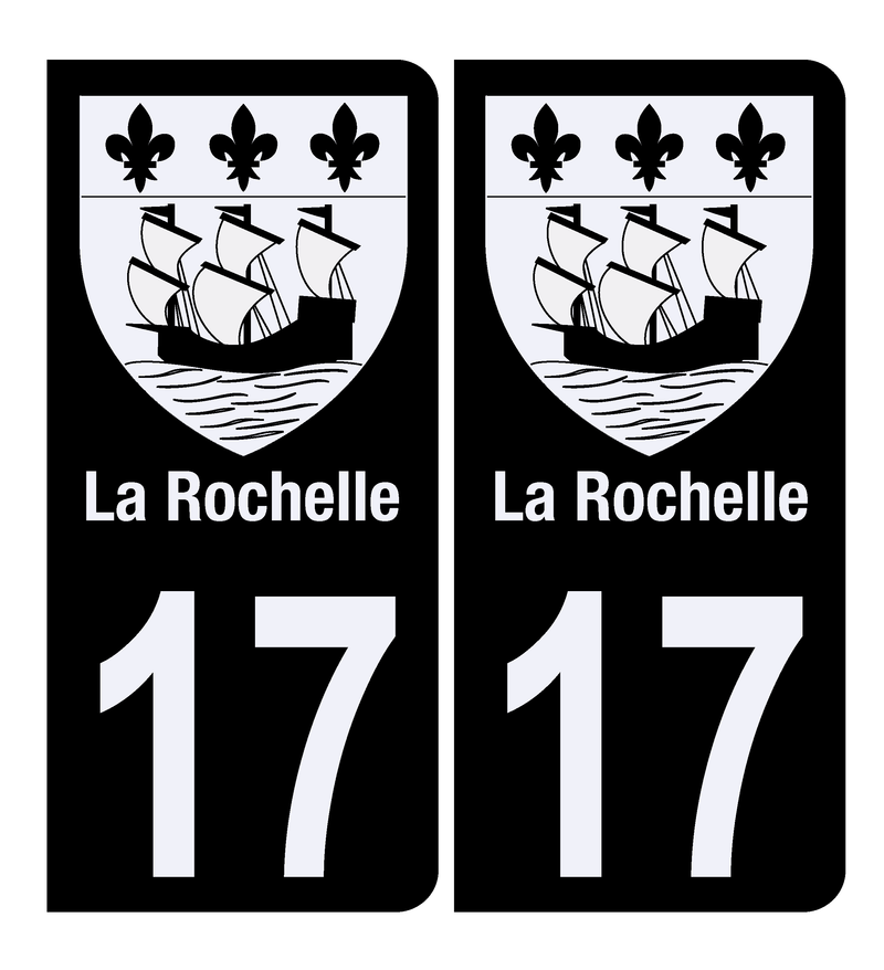 Autocollant Plaque d’immatriculation Voiture 17 Blason La Rochelle