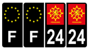 Lot de 4 Autocollants Plaque d'immatriculation Voiture 24 Périgord & F Europe