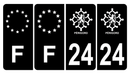 Lot de 4 Autocollants Plaque d'immatriculation Voiture 24 Périgord & F Europe
