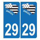 Autocollant Plaque d'immatriculation Voiture 29 Carte Bretagne