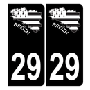 Autocollant Plaque d'immatriculation Voiture 29 Carte Bretagne