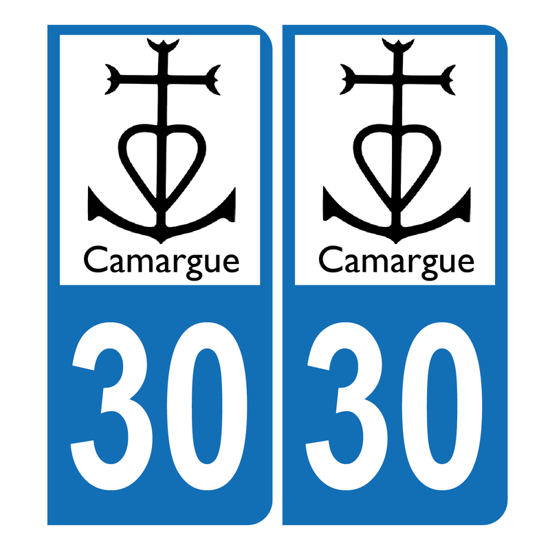 Autocollant Plaque d'immatriculation Voiture 30 Logo Camargue