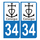 Autocollant Plaque d'immatriculation Voiture 34 Logo Camargue