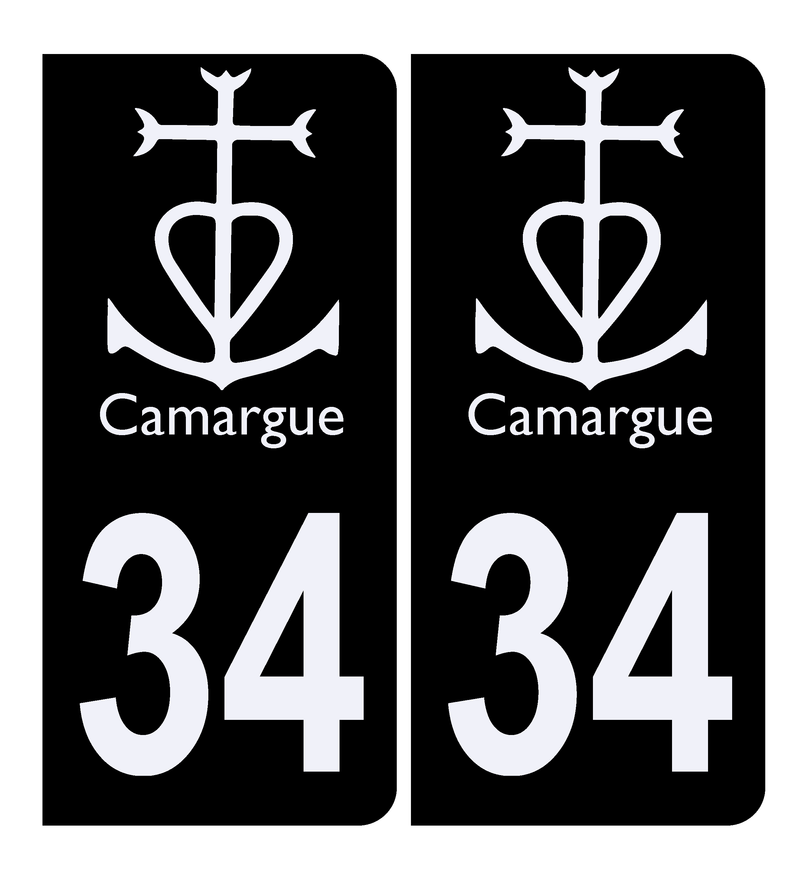 Autocollant Plaque d'immatriculation Voiture 34 Logo Camargue