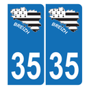 Autocollant Plaque d'immatriculation Voiture 35 Carte Bretagne Noir