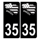 Autocollant Plaque d'immatriculation Voiture 35 Carte Bretagne Noir