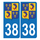 Autocollant Plaque d'immatriculation Voiture 38 Blason du Dauphiné