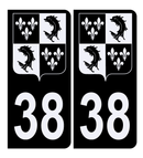 Autocollant Plaque d'immatriculation Voiture 38 Blason du Dauphiné